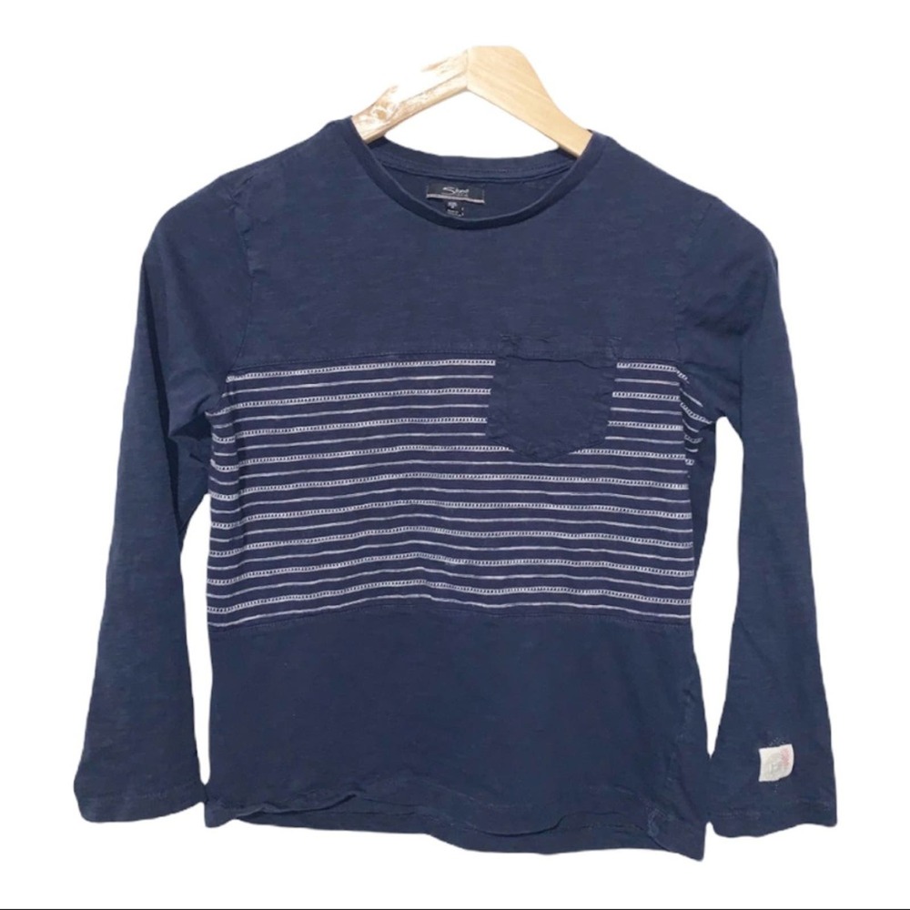 Silver Jeans Co. Boys Long Sleeve Stripe Tee Blue White Size 10 Medium
